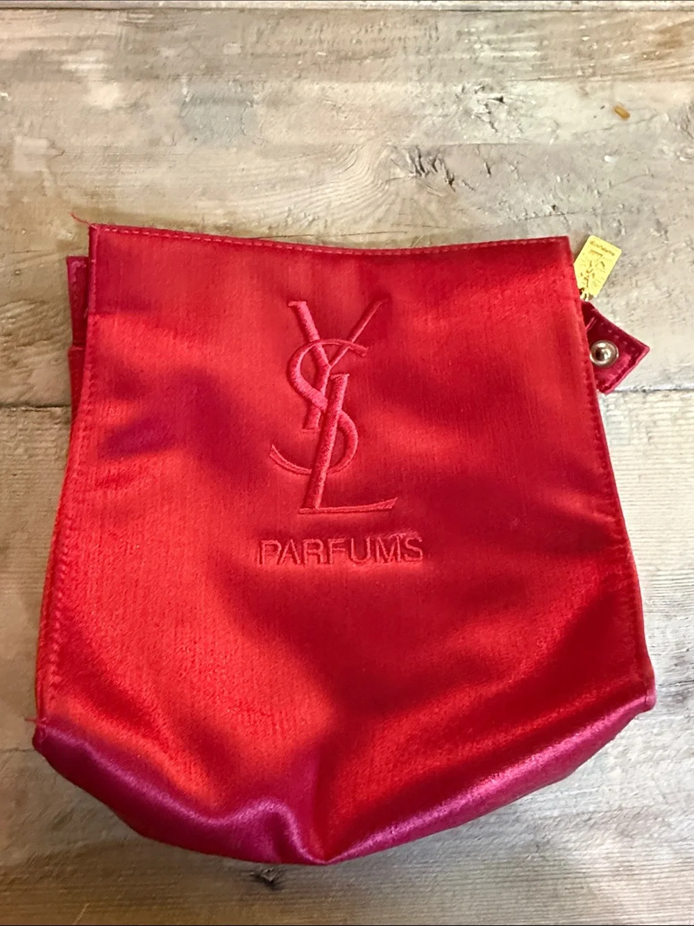 Yves Saint Laurent Red Satin Parfums Cosmetic Pouch